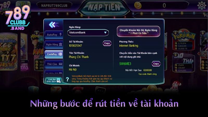 Những bước để rút tiền về tài khoản